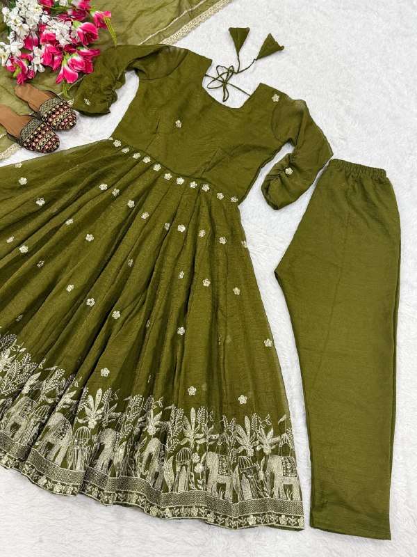NF 1267 SILK SEQUENCE WORK ANARKALI SUIT CLASSIC LOOK WEDDING & FESTIVAL DEALER